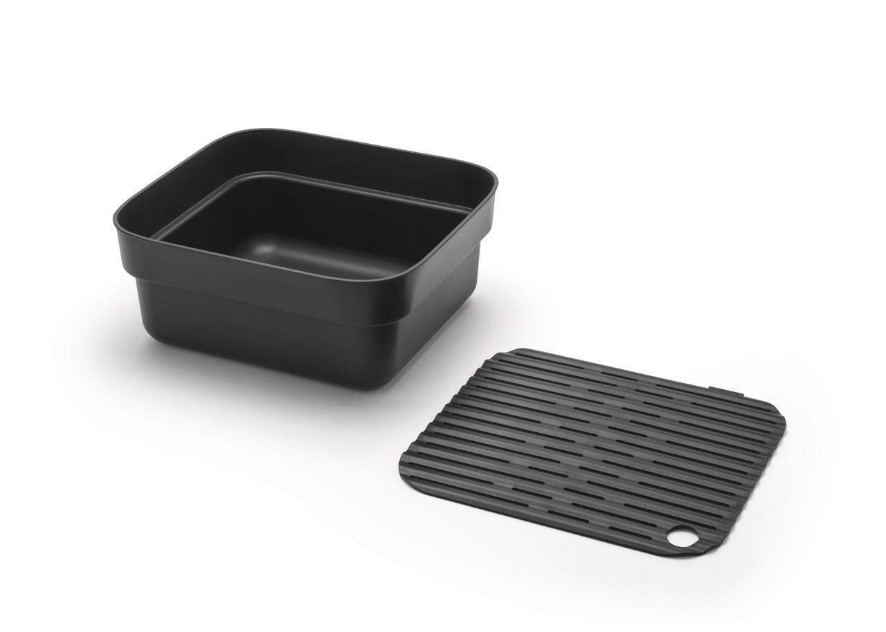 Diskbalja med Torkbricka  - mörkgrå, Basics, plast (37,4/34,4/16,1cm) - Brabantia