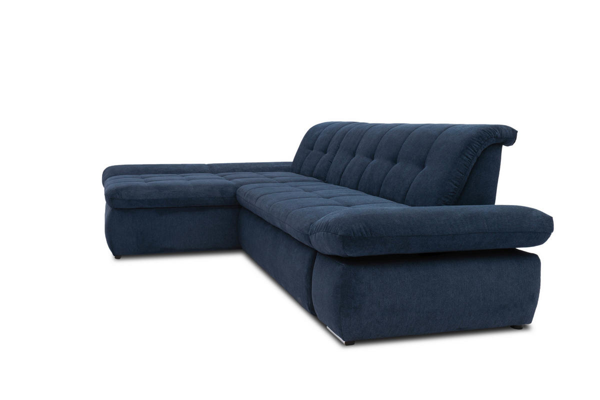 ECKSOFA Dunkelblau Mikrofaser  - Chromfarben/Dunkelblau, KONVENTIONELL, Textil/Metall (172/300cm) - MID.YOU