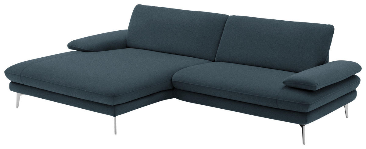 ECKSOFA in Webstoff Dunkelblau  - Schwarz/Dunkelblau, Design, Textil/Metall (184/284cm) - Dieter Knoll