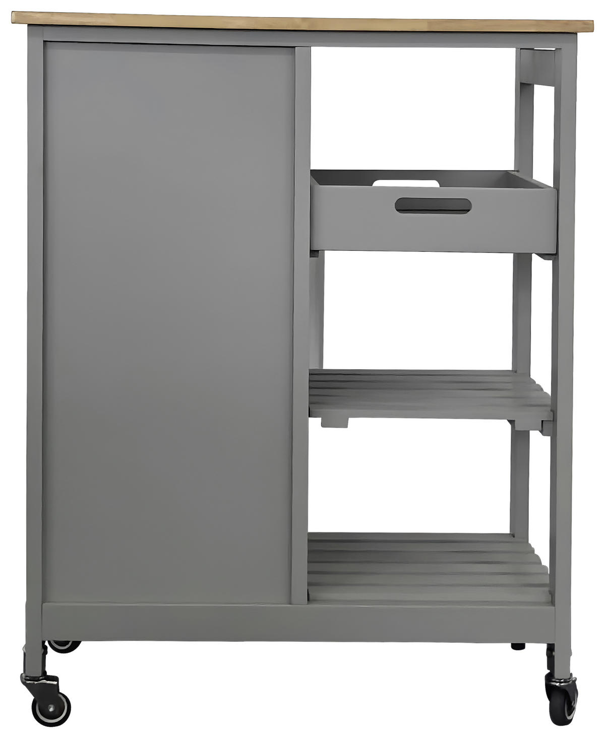 SERVIERWAGEN Kautschukholz vollmassiv Graublau  - Graublau/Silberfarben, Basics, Holz/Holzwerkstoff (67/84/37cm) - MID.YOU