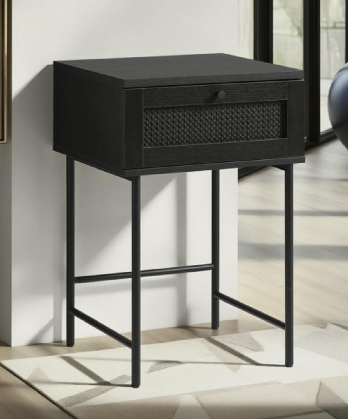 SIDOBORD i trämaterial  - svart, Trend, metall/trämaterial (45/70/45cm) - Best Price