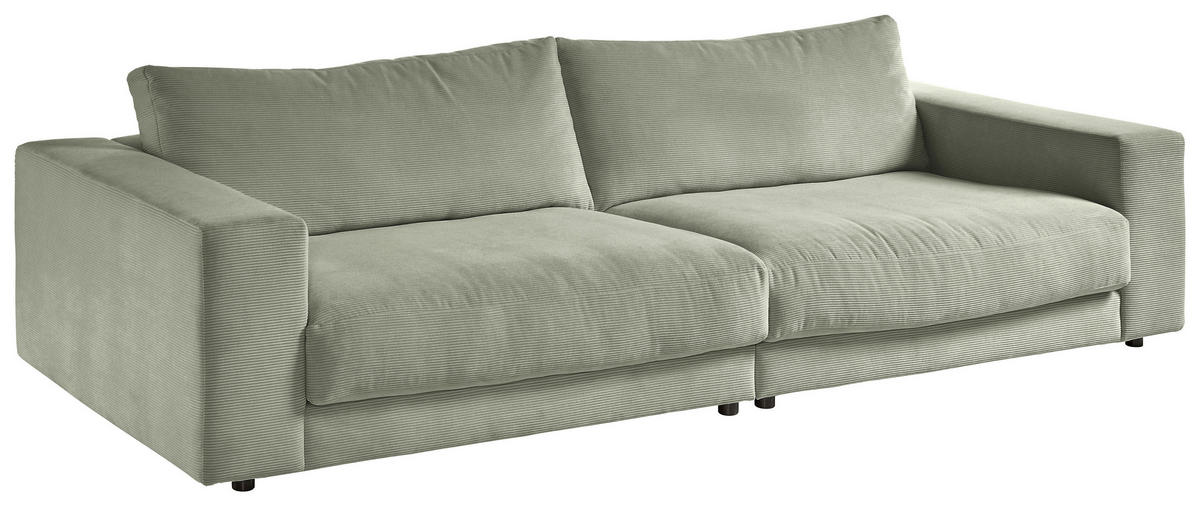 3-SITZER-SOFA in Cord Olivgrün  - Schwarz/Olivgrün, Design, Kunststoff/Textil (290/86/127cm) - Lomoco
