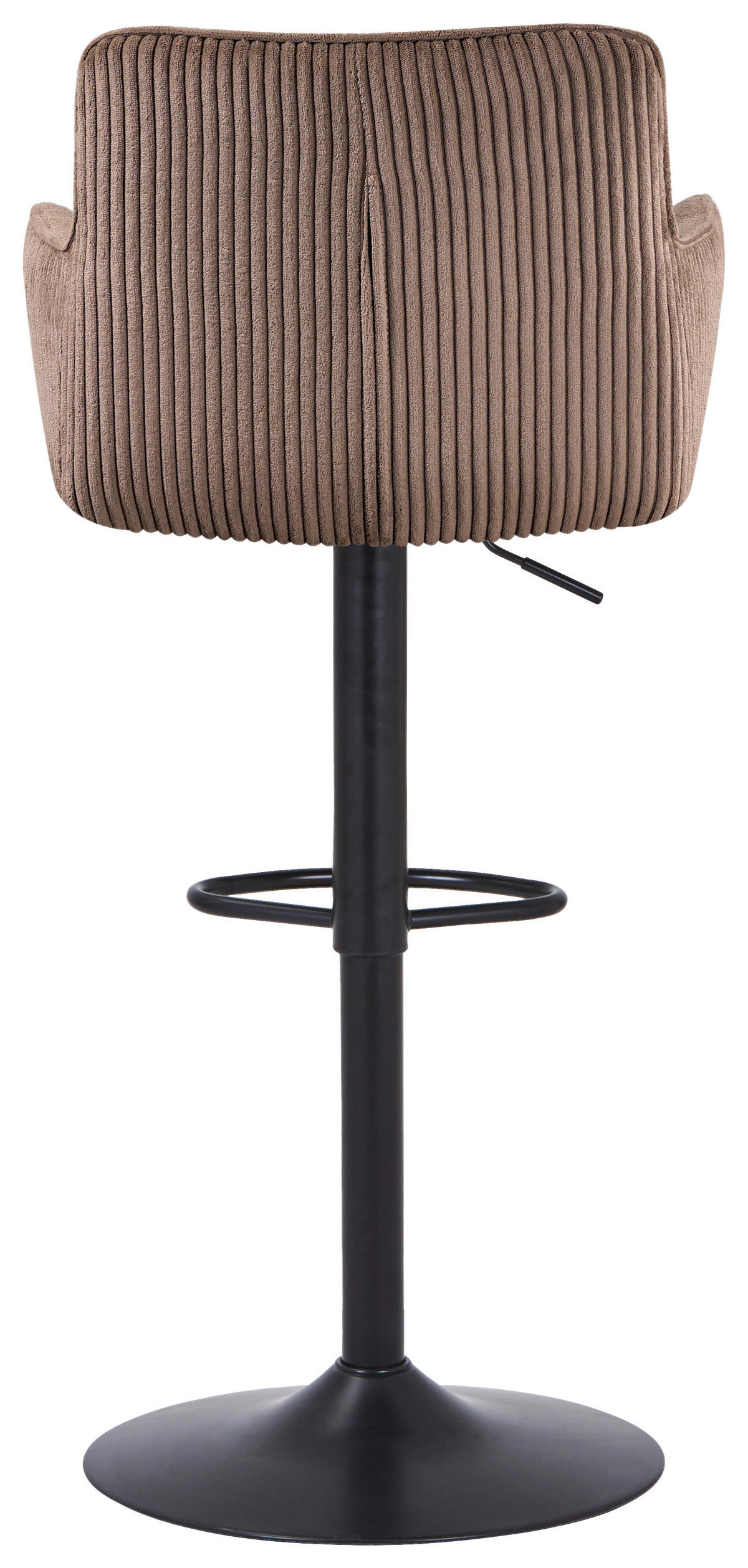 BARHOCKER Cord Schwarz, Hellbraun Eisen Sitzfläche 360° drehbar, inklusive Armlehnen  - Hellbraun/Schwarz, MODERN, Textil/Metall (55/91.5-113/52cm) - Livetastic