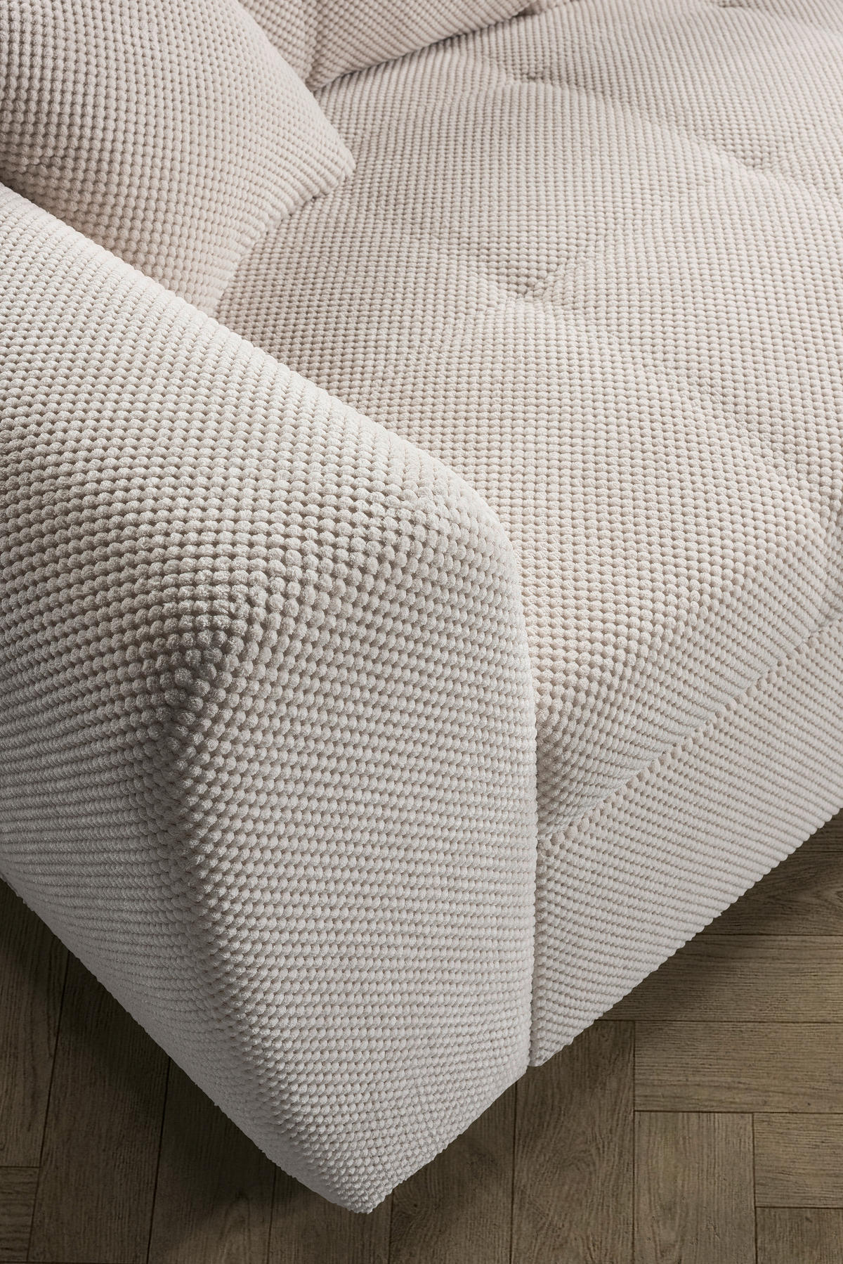 ECKSOFA Creme Plüsch  - Creme/Schwarz, KONVENTIONELL, Kunststoff/Textil (249/175cm) - Carryhome