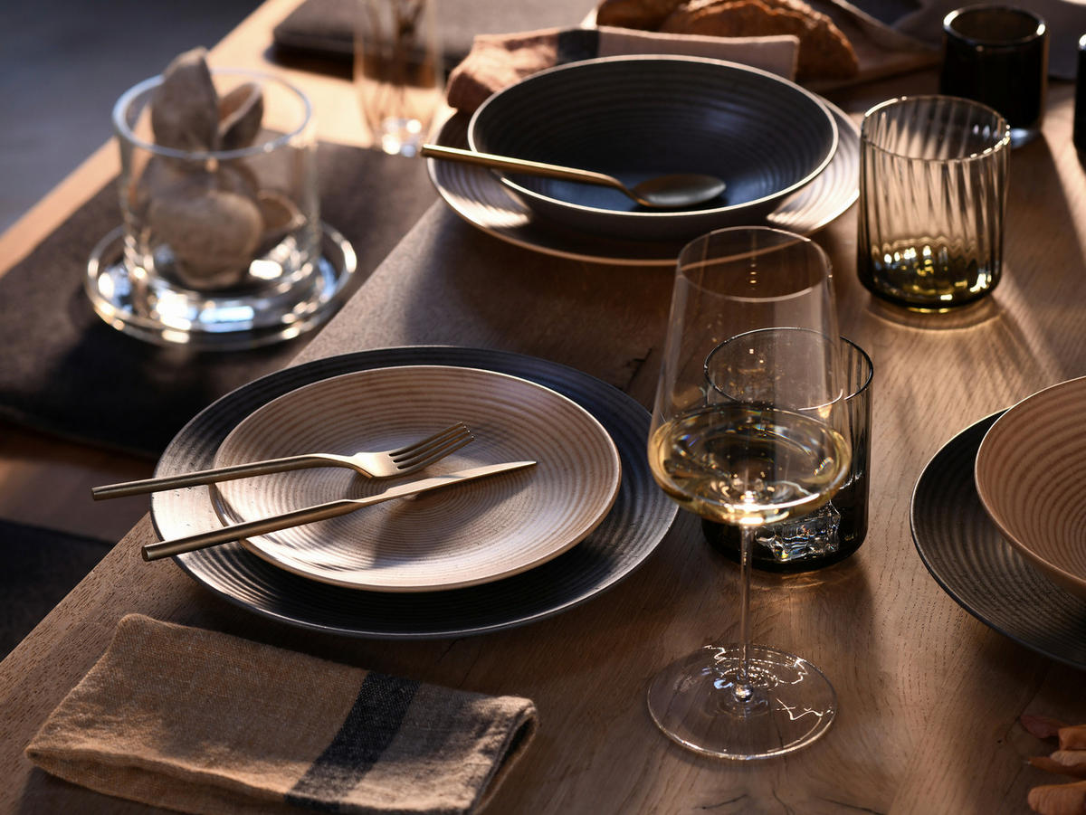 TAFELSERVICE Anthrazit, Sandfarben Catania 18-teilig  - Sandfarben/Anthrazit, Design, Keramik - Creatable