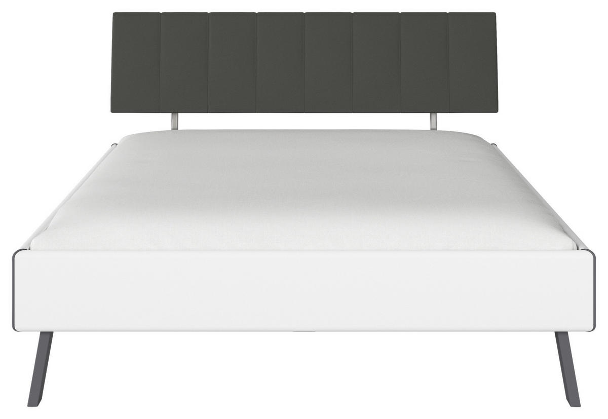 BETT 160/200 cm,  in Weiß,  - Weiß/Grau, Design, Textil/Metall (160/200cm) - Carryhome