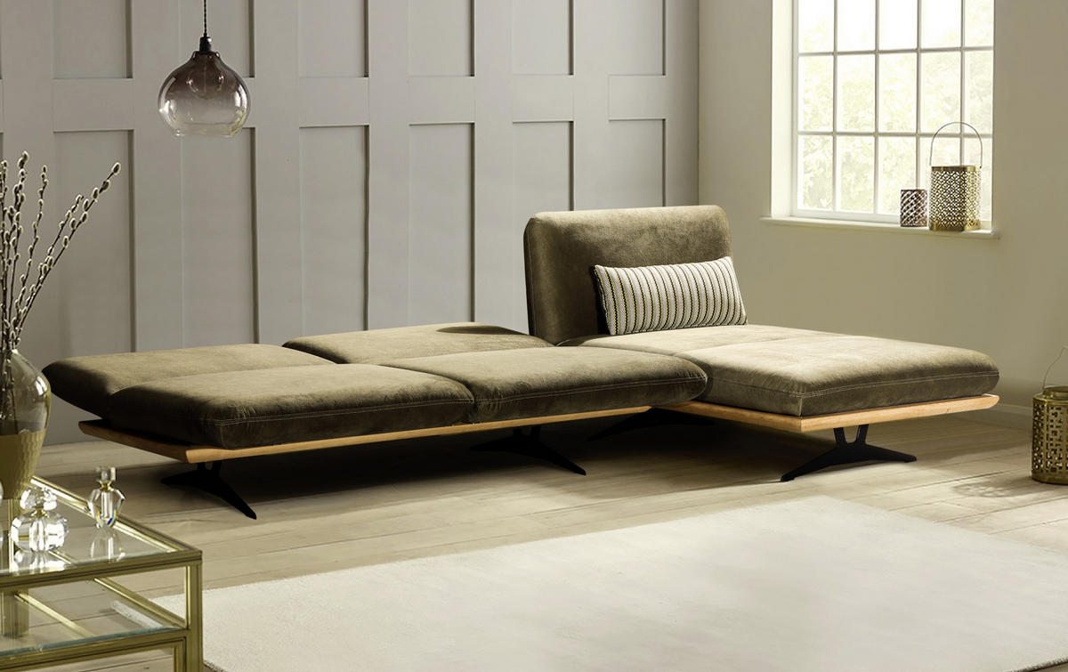 SCHLAFSOFA Grün, Eichefarben  - Eichefarben/Beige, Design, Holz/Textil (204/92/90cm) - Dieter Knoll