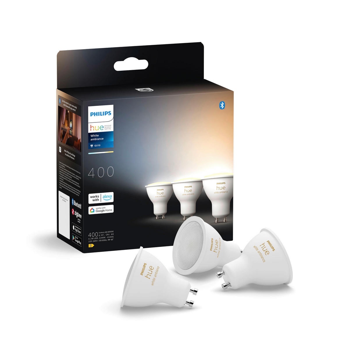 LED-LEUCHTMITTEL   GU10 4.2 W 400 lm 3 Stück  - Weiß, Basics, Kunststoff (5,7/5/5cm) - Philips HUE