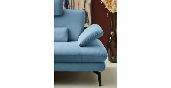ECKSOFA  in Chenille, Flachgewebe Blau  180/284 cm  - Blau/Schwarz, Design, Textil/Metall (180/284cm) - Dieter Knoll