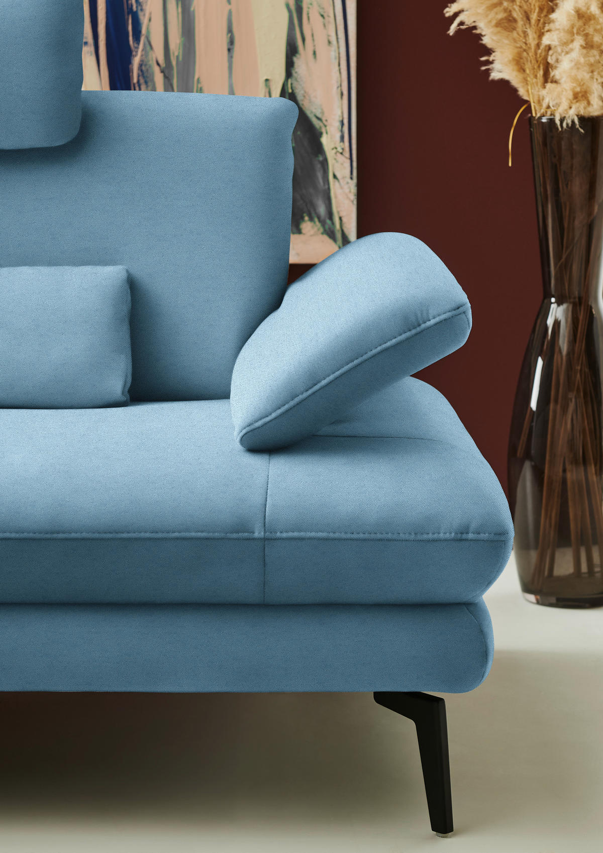 ECKSOFA Chenille, Flachgewebe Blau  - Blau/Schwarz, Design, Textil/Metall (180/284cm) - Dieter Knoll