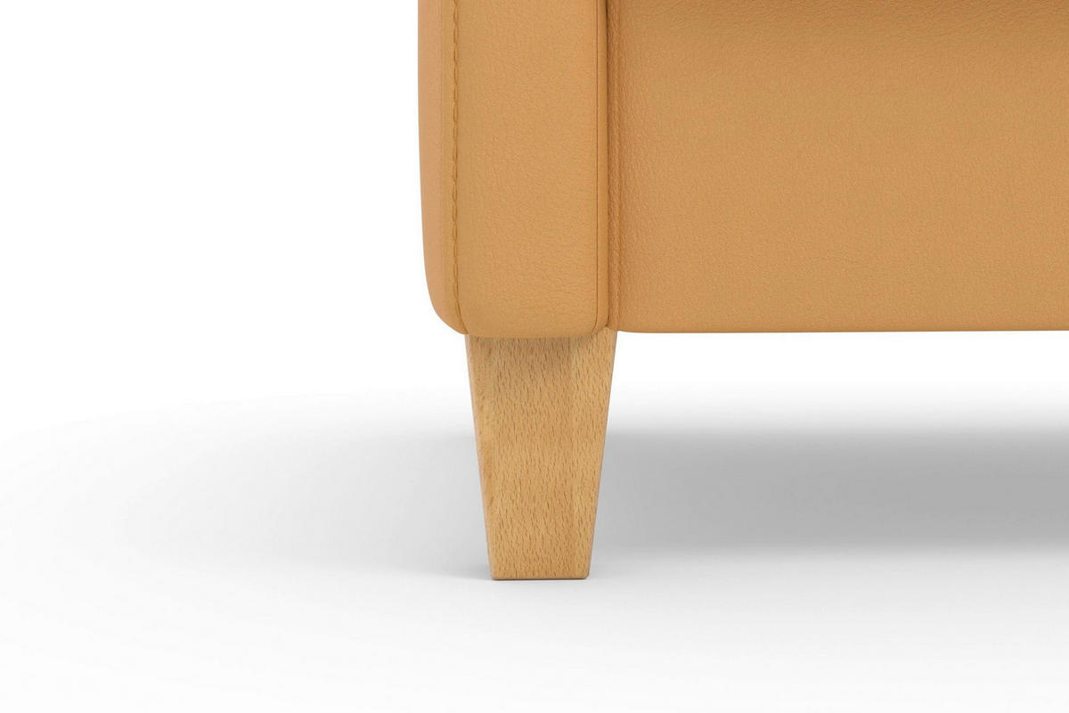 SESSEL in Echtleder Currygelb  - Currygelb/Eichefarben, Basics, Leder/Holz (70/93/75cm) - Sit & More