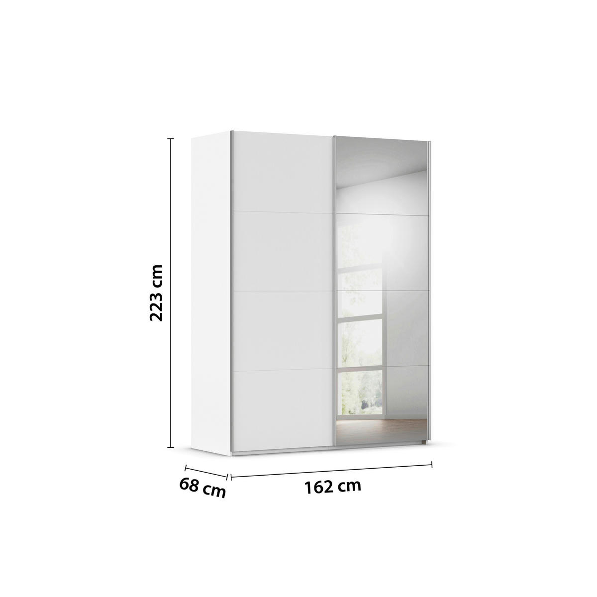 SCHWEBETÜRENSCHRANK 162/223/68 cm 2-türig Weiß  - Alufarben/Weiß, Basics, Glas/Holzwerkstoff (162/223/68cm) - Novel