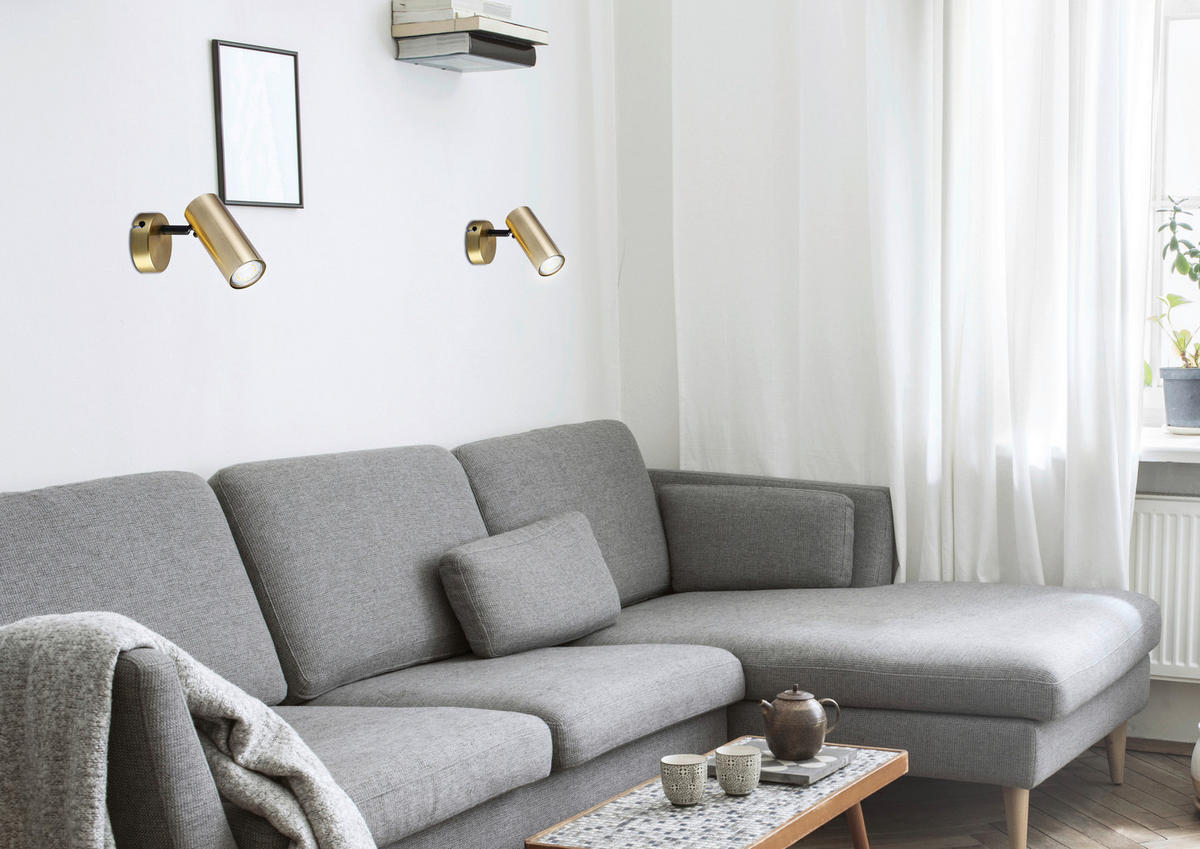 WANDSTRAHLER 16/8/14 cm   - Messingfarben, KONVENTIONELL, Metall (16/8/14cm)