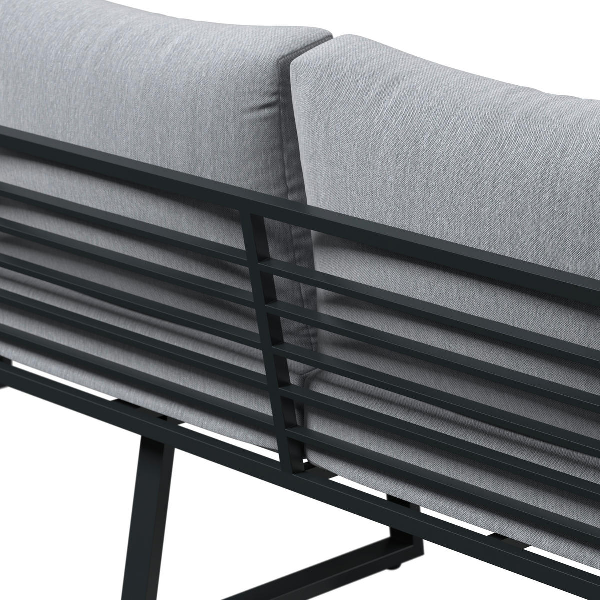 LOUNGEGARNITUR 4-teilig   207/76/85 cm Teakholz Aluminium  - Schwarz/Teakfarben, MODERN, Holz/Textil (207/76/85cm) - Ambia Garden