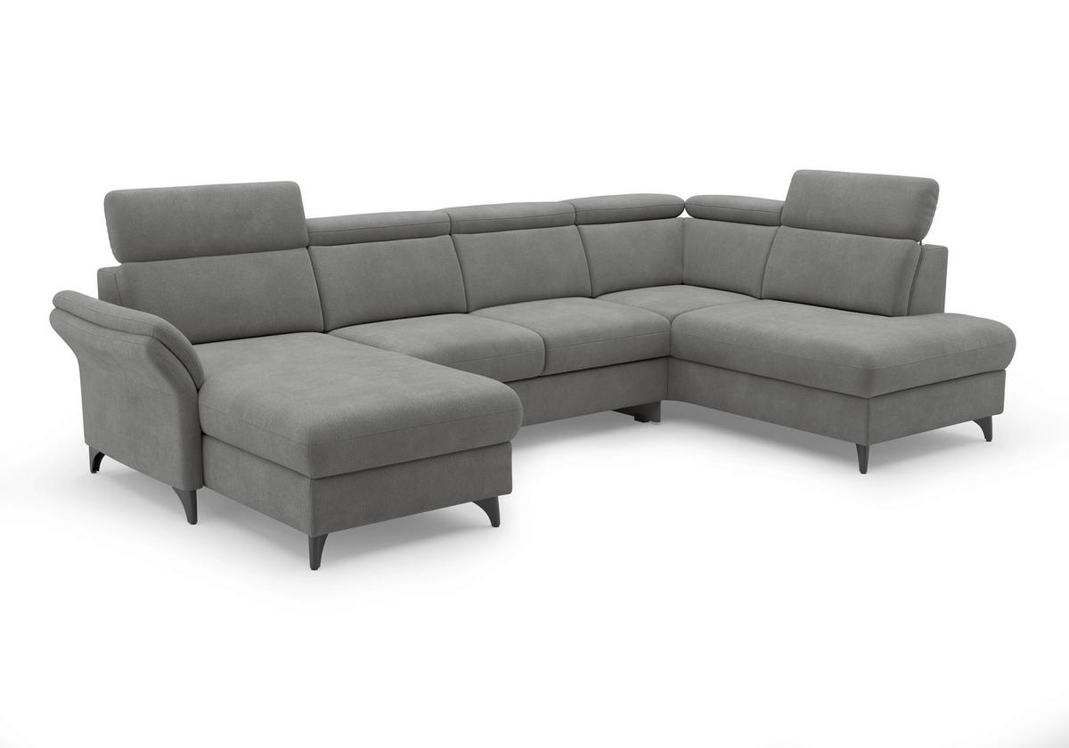 WOHNLANDSCHAFT Flachgewebe Grau  - Schwarz/Grau, Konventionell, Textil/Metall (166/321/193cm) - Sit & More