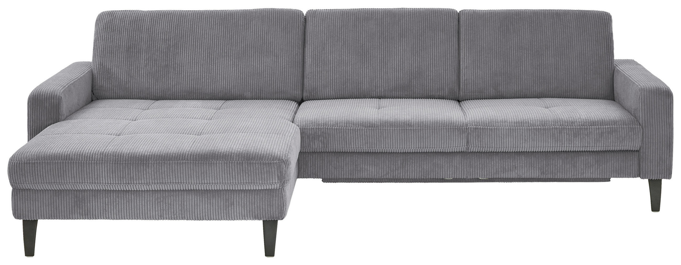 ECKSOFA in Cord Anthrazit  - Anthrazit/Schwarz, Modern, Textil/Metall (177/302cm) - Beldomo Style