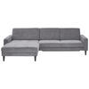 ECKSOFA in Cord Anthrazit  - Anthrazit/Schwarz, Modern, Textil/Metall (177/302cm) - Beldomo Style