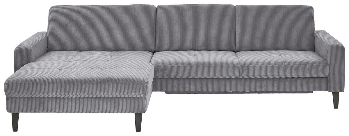 ECKSOFA in Cord Anthrazit  - Anthrazit/Schwarz, Modern, Textil/Metall (177/302cm) - Beldomo Style