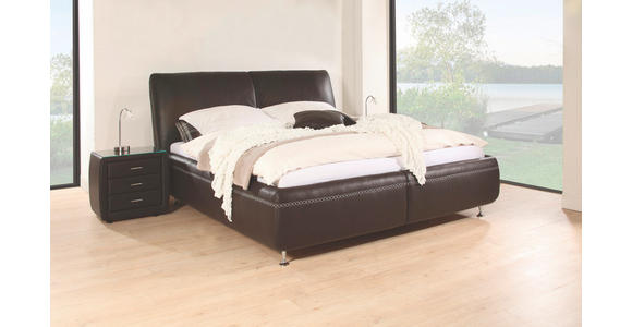 POLSTERBETT 160/200 cm - Chromfarben/Braun, Design, Leder/Metall (160/200cm) - Dieter Knoll