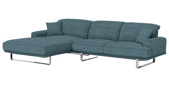 ECKSOFA in Webstoff Blau  - Blau, Design, Textil/Metall (184/304cm) - Dieter Knoll