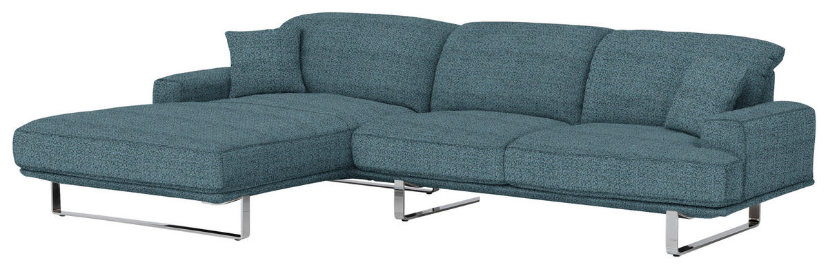 ECKSOFA in Webstoff Blau  - Blau, Design, Textil/Metall (184/304cm) - Dieter Knoll