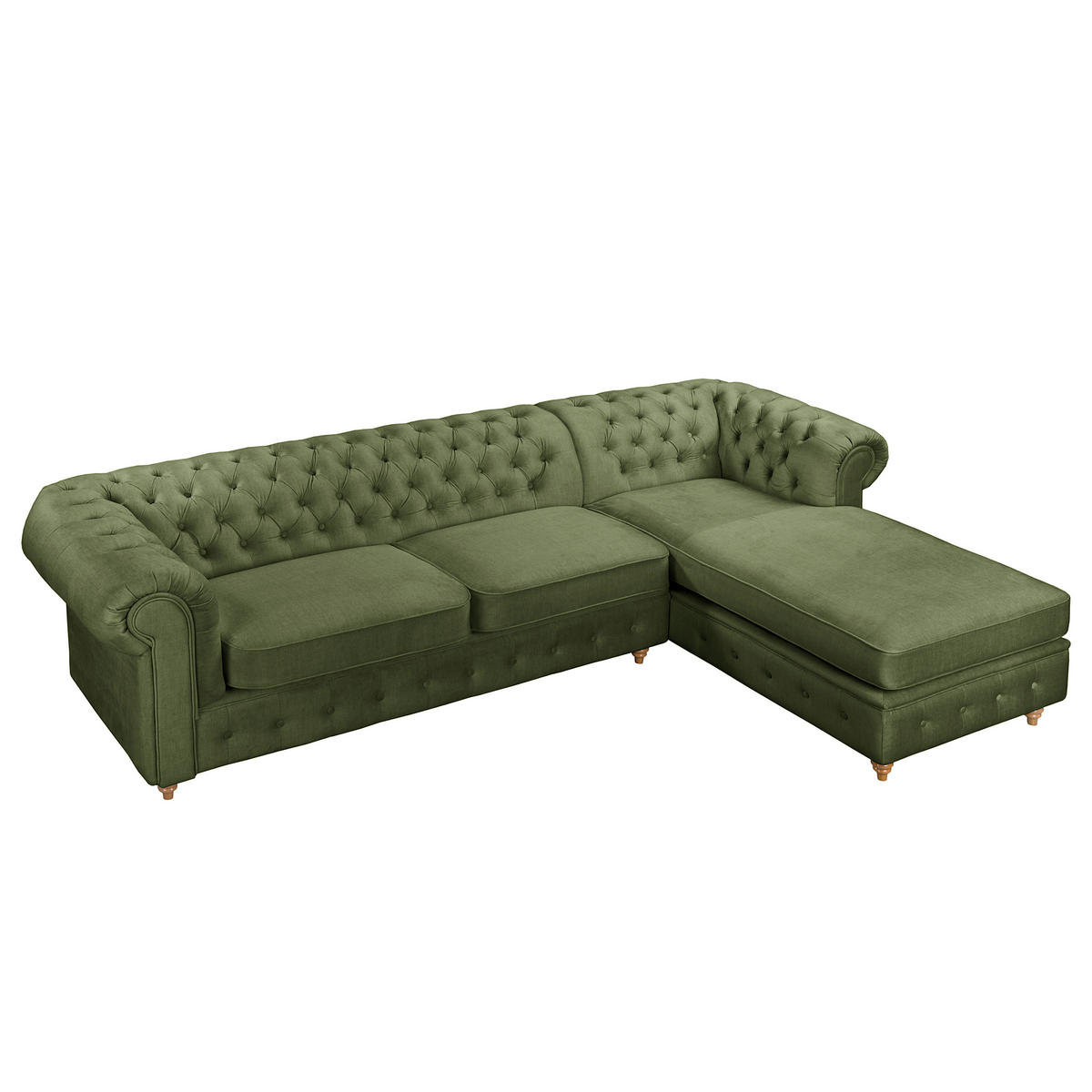 ECKSOFA Laura in Mikrofaser Dunkelgrün  284/182 cm  - Dunkelgrün/Creme, Design, Holz/Textil (284/182cm) - P & B