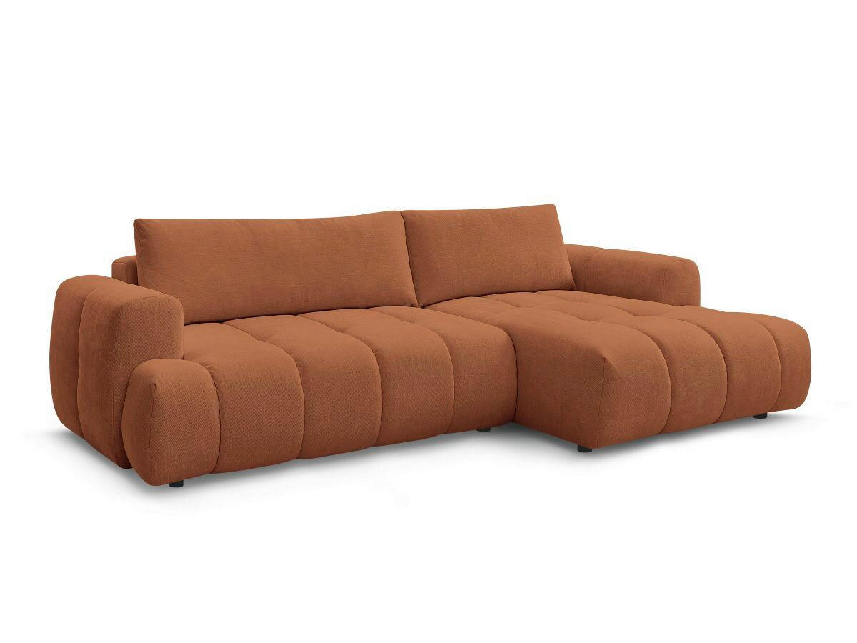 ECKSCHLAFSOFA FUJI Leinenoptik Orange  inkl.  - Schwarz/Orange, MODERN, Kunststoff/Textil (292/160cm)