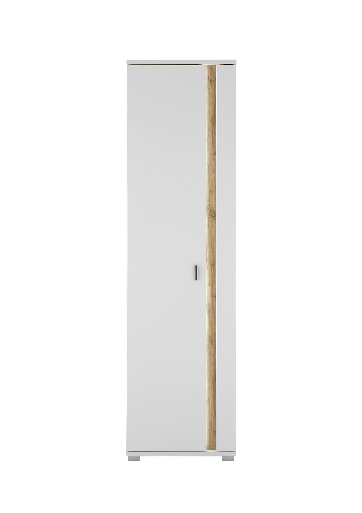 VITRINE in Weiß, Eiche Wotan  - Silberfarben/Eiche Wotan, Design, Holzwerkstoff/Kunststoff (55/200/35cm) - MID.YOU