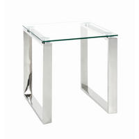 BEISTELLTISCH in Metall, Glas 42/42/45 cm  - Edelstahlfarben, Design, Glas/Metall (42/42/45cm)