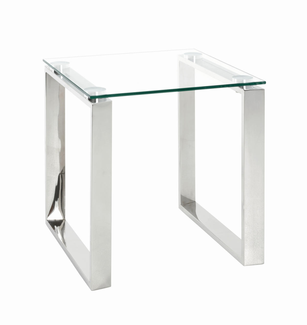 BEISTELLTISCH in Metall, Glas 42/42/45 cm  - Edelstahlfarben, Design, Glas/Metall (42/42/45cm)