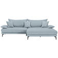 ECKSOFA in Flachgewebe Hellblau  - Schwarz/Hellblau, MODERN, Textil/Metall (297/173cm) - Carryhome