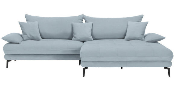 ECKSOFA in Flachgewebe Hellblau 292/176 cm - Schwarz/Hellblau, MODERN, Textil/Metall (292/176cm) - Carryhome