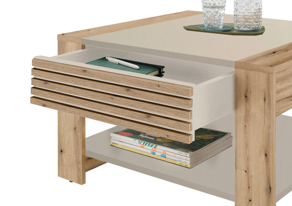 COUCHTISCH quadratisch Eichefarben, Kaschmir  - Kaschmir/Eichefarben, Design, Holzwerkstoff (70/42/70cm) - MID.YOU