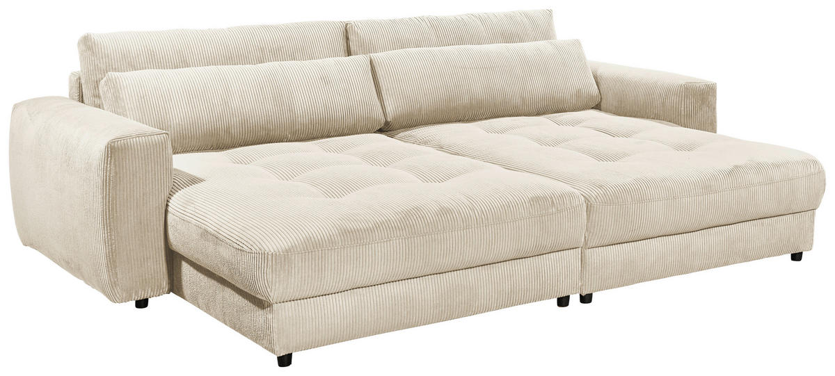 BIGSOFA Cord Creme  - Creme/Schwarz, KONVENTIONELL, Kunststoff/Textil (292/90/194cm) - MID.YOU