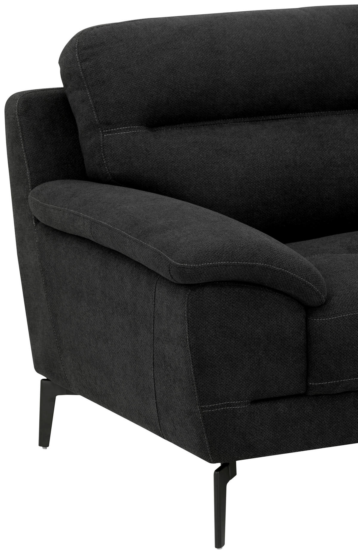 BOXSPRINGSOFA in Textil Schwarz  - Schwarz, KONVENTIONELL, Textil/Metall (175/92/94cm) - Livetastic