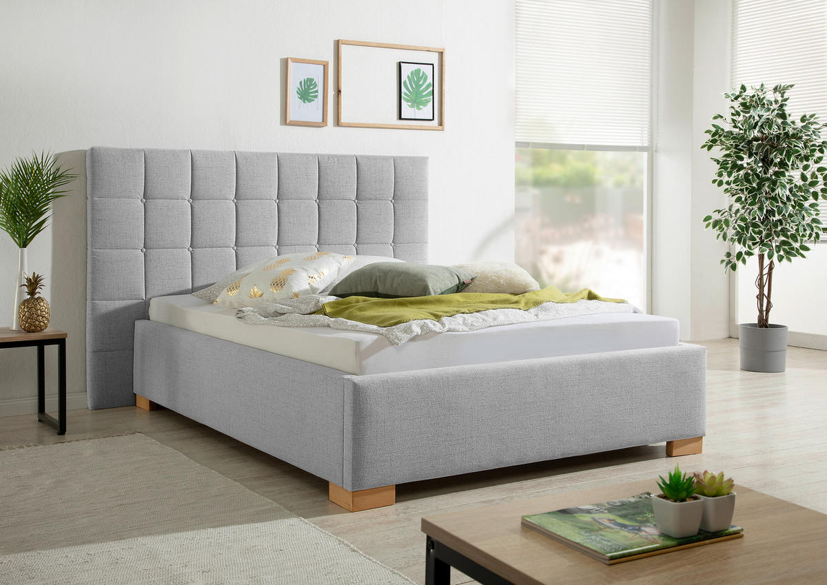 POLSTERBETT 140/200 cm,  in Grau,  - Naturfarben/Grau, MODERN, Holz/Textil (140/200cm) - Livetastic