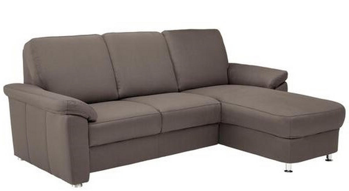 ECKSOFA in Flachgewebe Dunkelbraun  - Chromfarben/Dunkelbraun, Konventionell, Textil/Metall (250/163cm) - Beldomo System