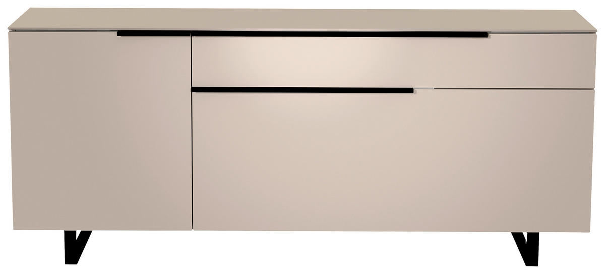 LOWBOARD Schwarz, Sandfarben  160/66/45 cm  - Sandfarben/Schwarz, Design, Glas/Holzwerkstoff (160/66/45cm) - Moderano