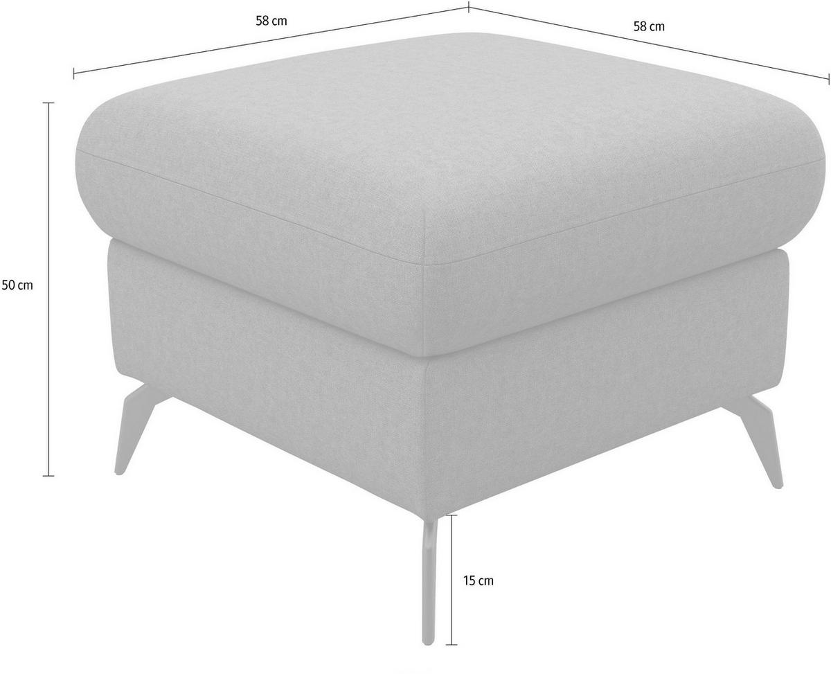 HOCKER Flachgewebe Greige  - Greige/Schwarz, KONVENTIONELL, Textil/Metall (58/50/58cm) - Sit & More