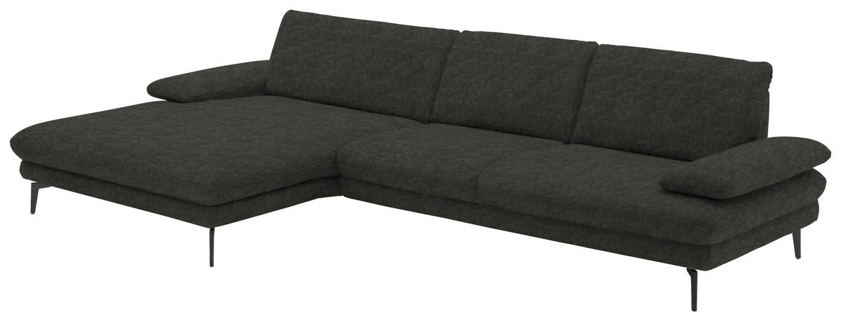 ECKSOFA in Velours Dunkelgrau  - Dunkelgrau/Schwarz, Design, Textil/Metall (180/310cm) - Dieter Knoll