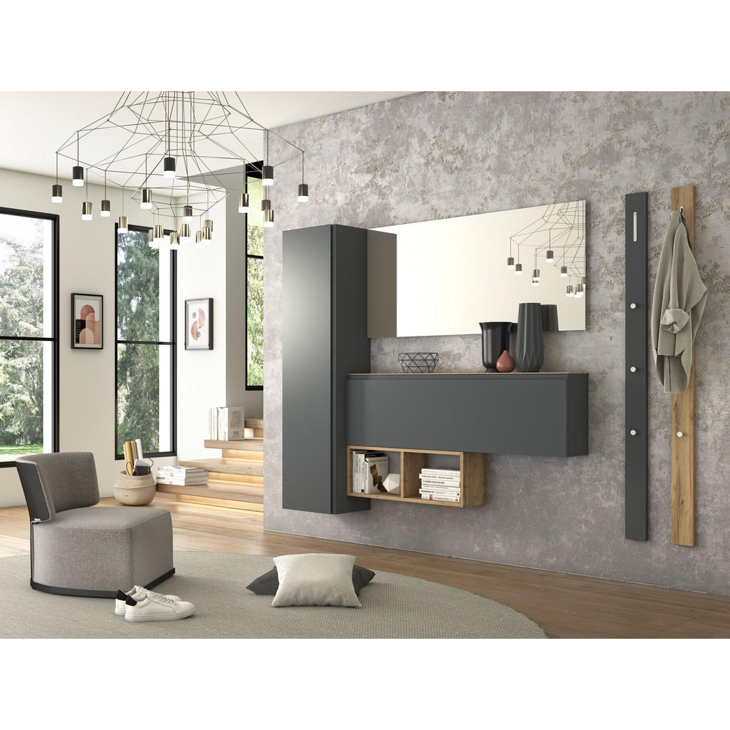 Thumbnail - Moderano Garderobenpaneel, Eiche, Metall, Holzwerkstoff, 10x165x5 cm, Aufhängemöglichkeit, Garderobe, Garderobenpaneele,...