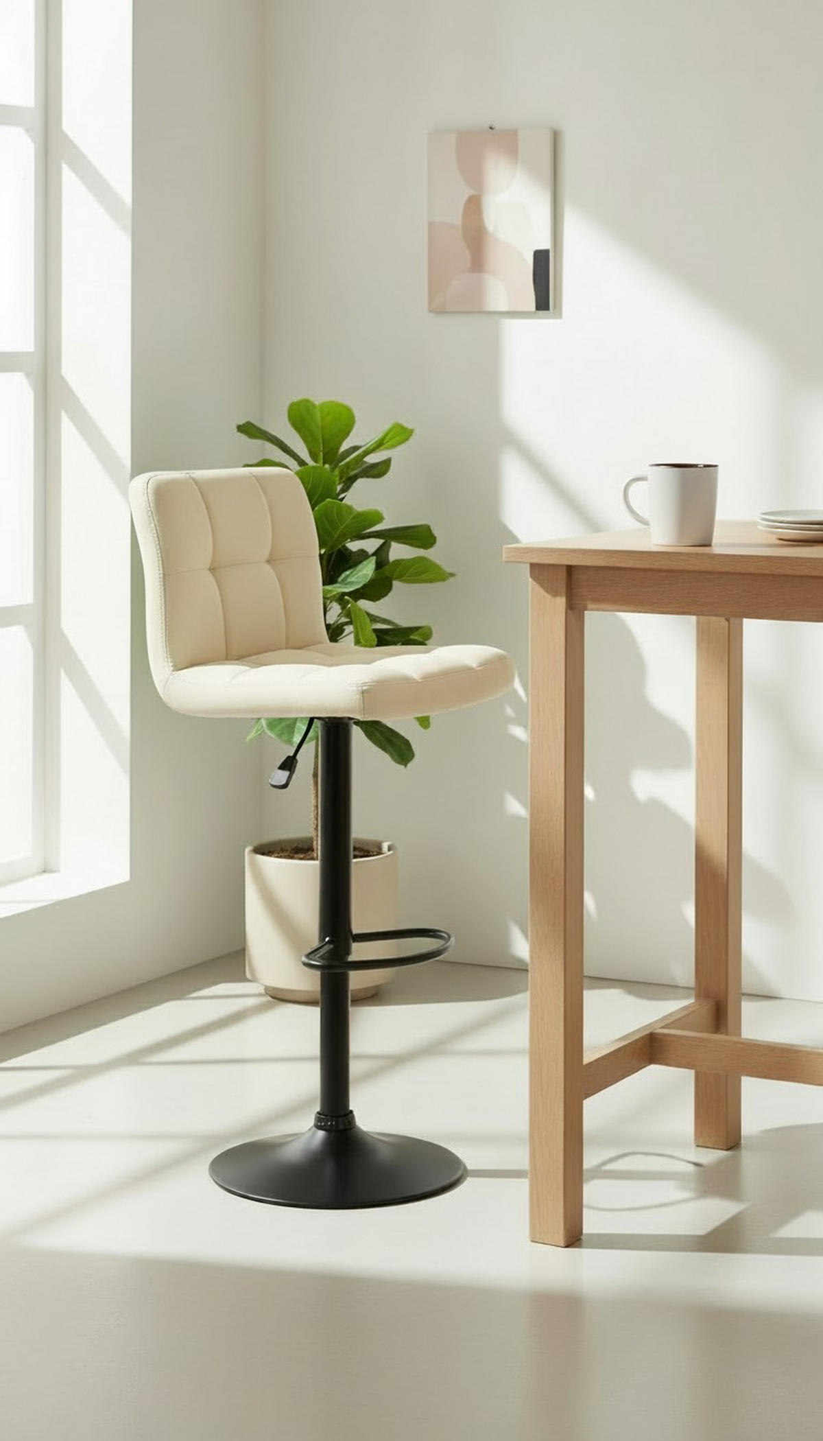 BARHOCKER in Schwarz, Beige  - Beige/Schwarz, Basics, Textil/Metall (45/92/48cm) - Livetastic