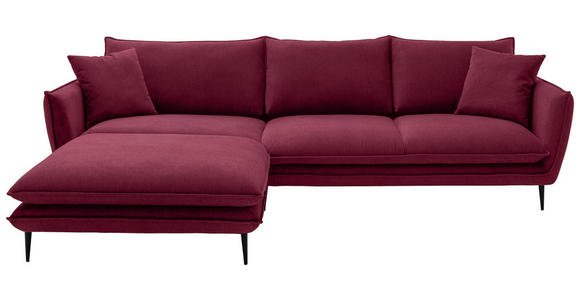 ECKSOFA  in Webstoff Bordeaux  196/304 cm  - Bordeaux/Schwarz, KONVENTIONELL, Textil/Metall (196/304cm) - Hom`in