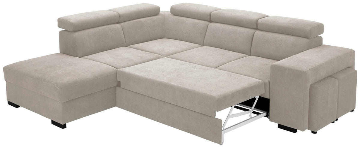 ECKSOFA Beige Webstoff  - Beige/Schwarz, KONVENTIONELL, Holz/Textil (244/283cm) - Carryhome