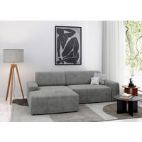 ECKSOFA in Cord Grau  - Schwarz/Grau, Modern, Kunststoff/Textil (162/246cm) - Trendmanufaktur