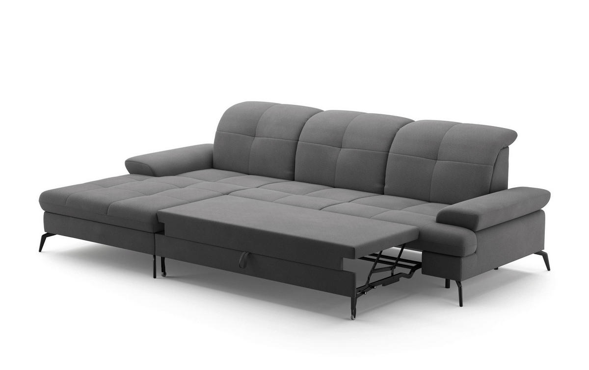 ECKSOFA Grau Flachgewebe  - Schwarz/Grau, KONVENTIONELL, Textil/Metall (185/279cm) - Sit & More