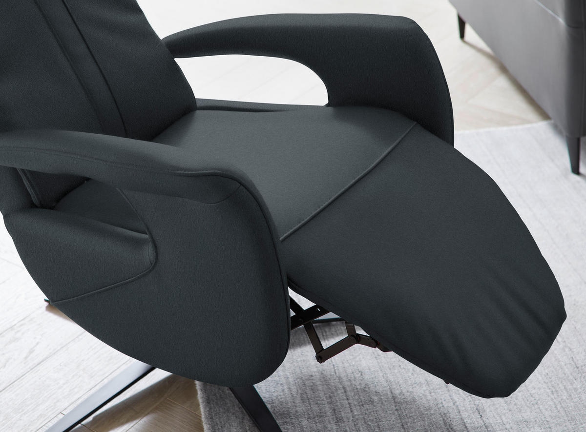 RELAXSESSEL in Leder Dunkelblau  - Schwarz/Dunkelblau, Design, Leder/Metall (71/112/83cm) - Dieter Knoll