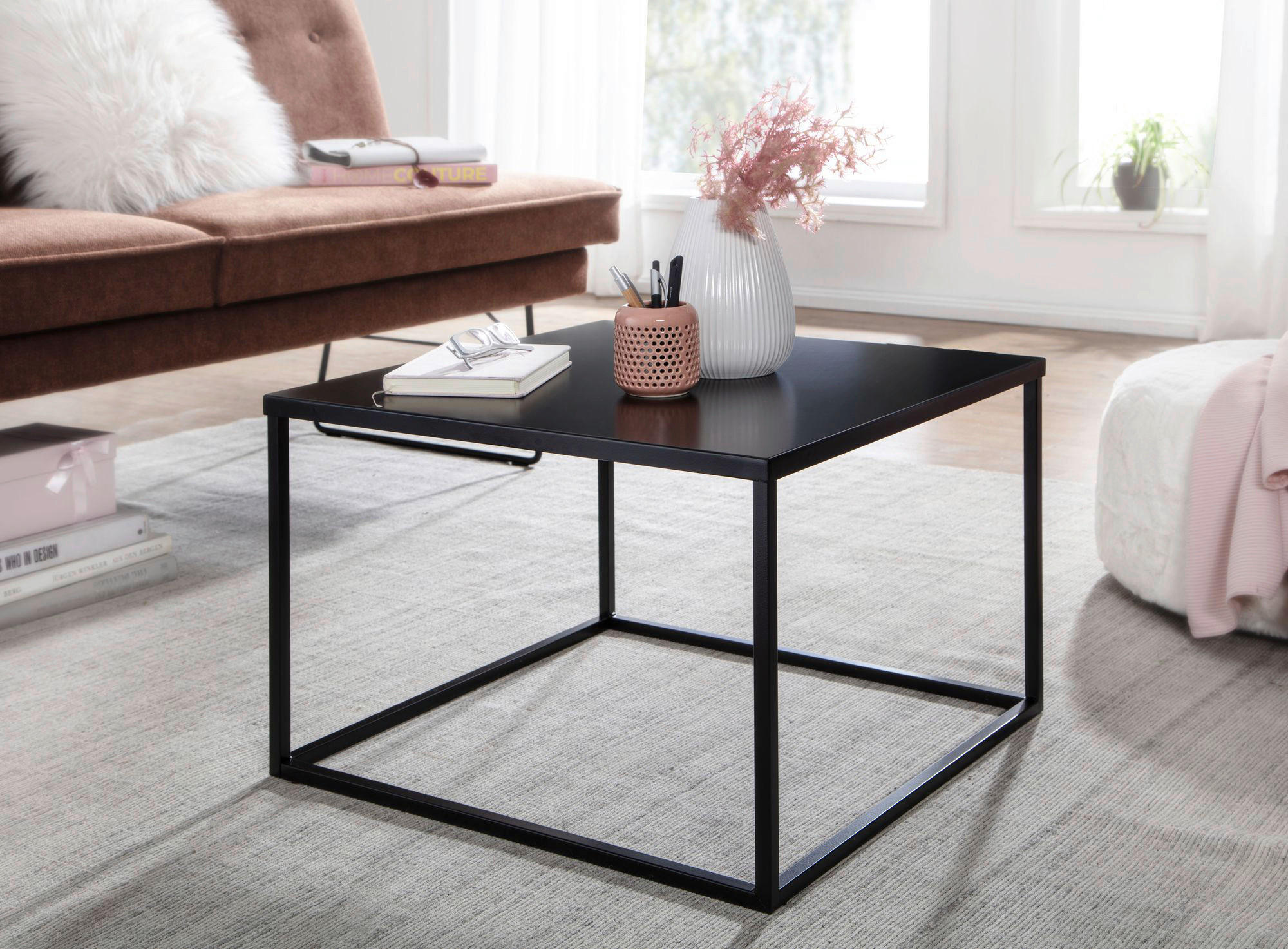 COUCHTISCH 60/60/40 cm quadratisch Schwarz - Schwarz, MODERN, Metall (60/60/40cm) - MID.YOU