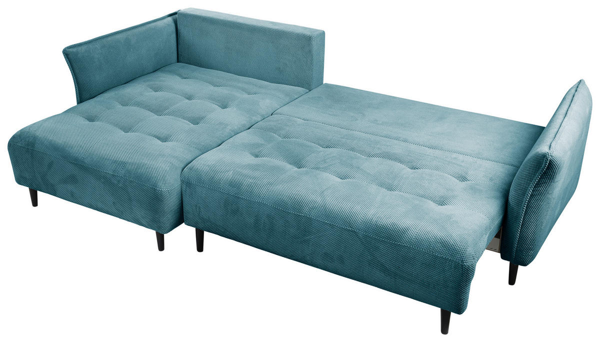 ECKSOFA in Chenille Blau  - Blau/Schwarz, Modern, Textil/Metall (200/285cm) - MID.YOU