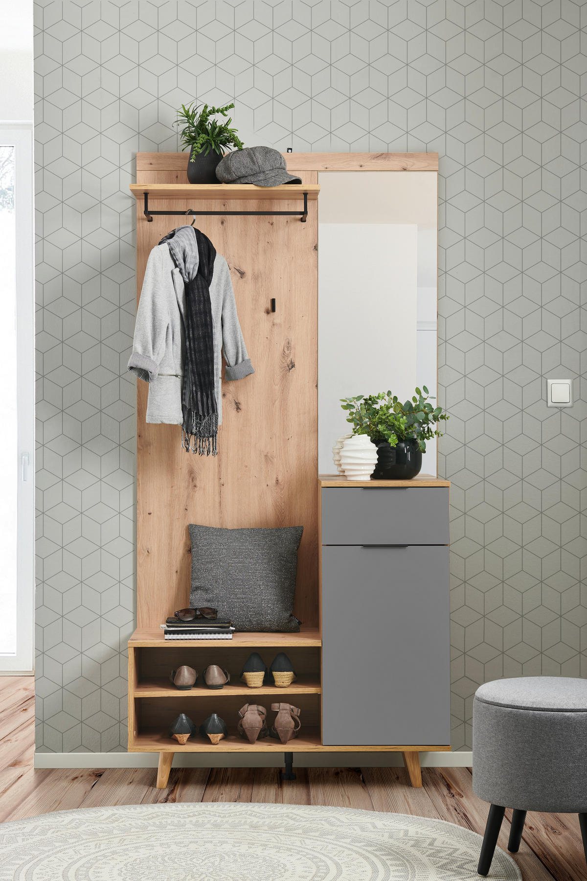 GARDEROBE  in 100/204/40 cm  - Graphitfarben/Eiche Artisan, KONVENTIONELL, Holzwerkstoff (100/204/40cm) - Boxxx